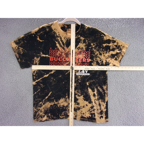 Buccaneers Super Bowl Shirt Mens Large LV Champions Black Red Tie Dye NFL - Picture 5 of 5